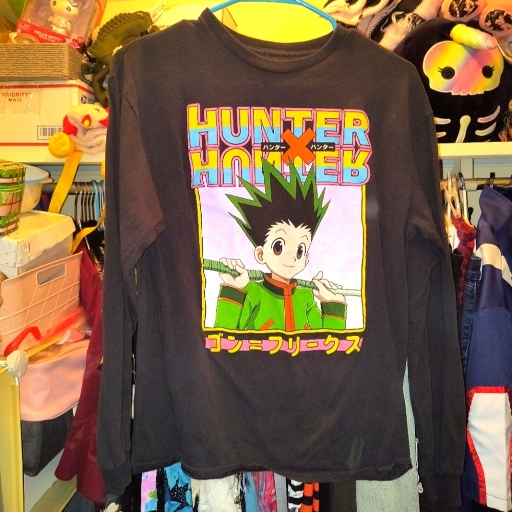 Hunter Black Anime Graphic Long Sleeve Tee Manga